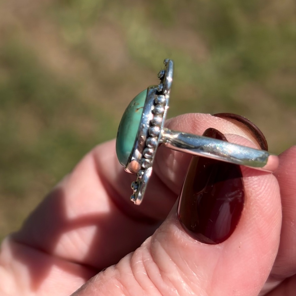 925 Sterling Silver Kingman Turquoise Ring - Picture 7 of 14